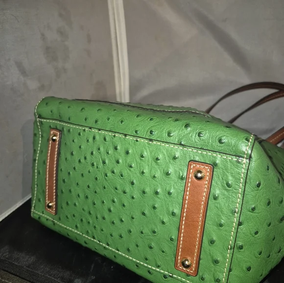 Dooney & Bourke Green Ostrich-Embossed Tote *rare - Picture 6 of 8